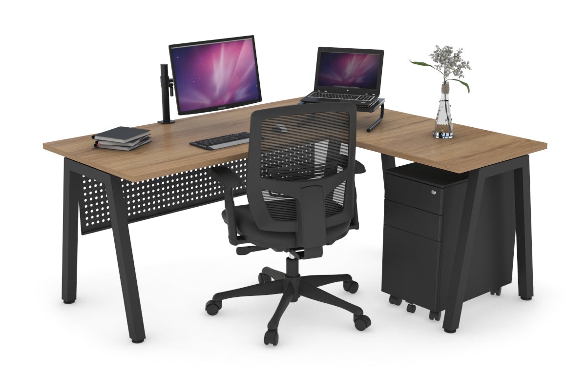 L-Shaped Corner Office Desk with Quadro A Legs - 1400L x 1450W - Modern Ergonomic Workstation for Home Office & Gaming Setup