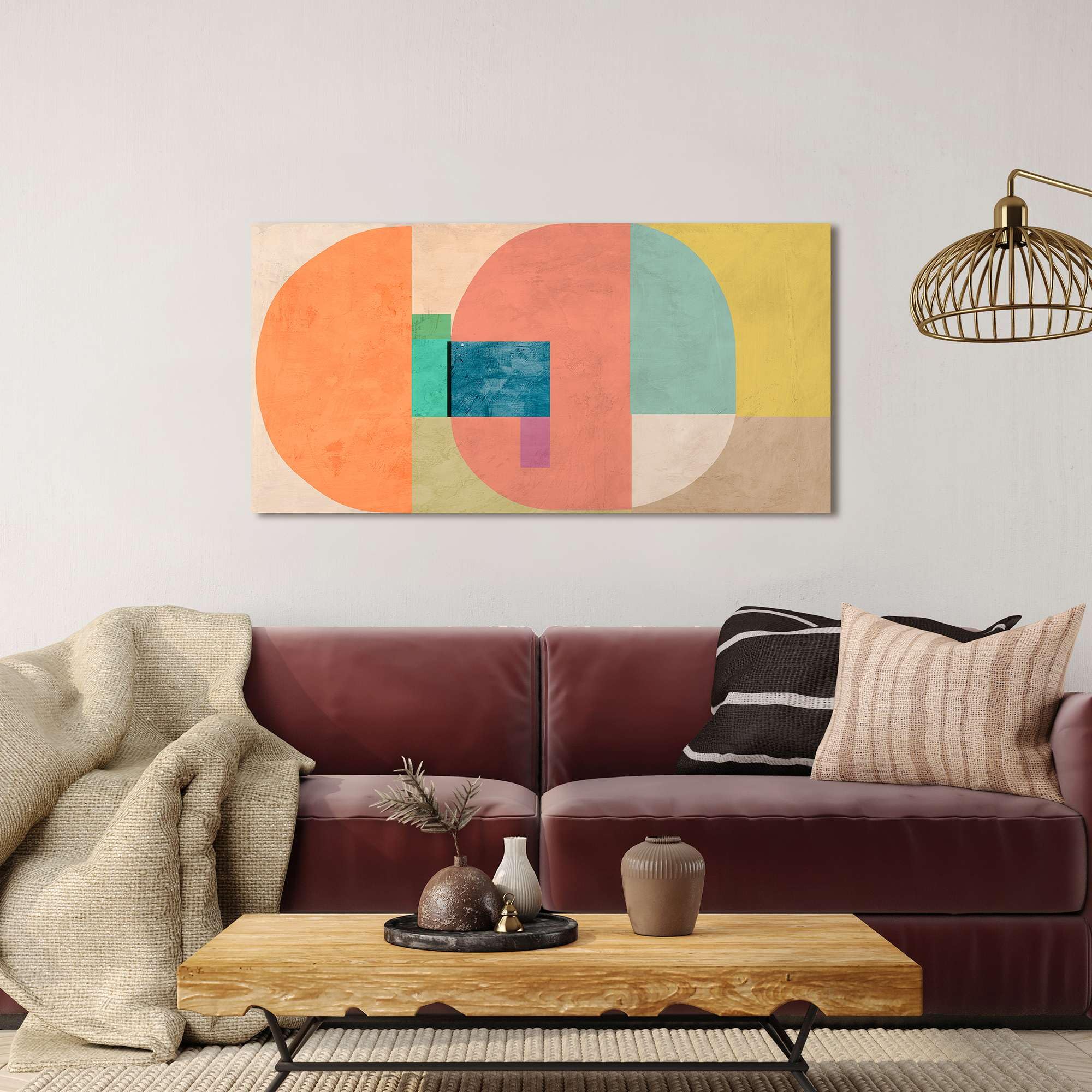 Modern Minimalist ART PRINT CAFE' Canvas Wall Art – Sonne Taylor 'Smiling Planets' Painting – 47 x 24 Inches Home Decor for Living Room, Bedroom & Office