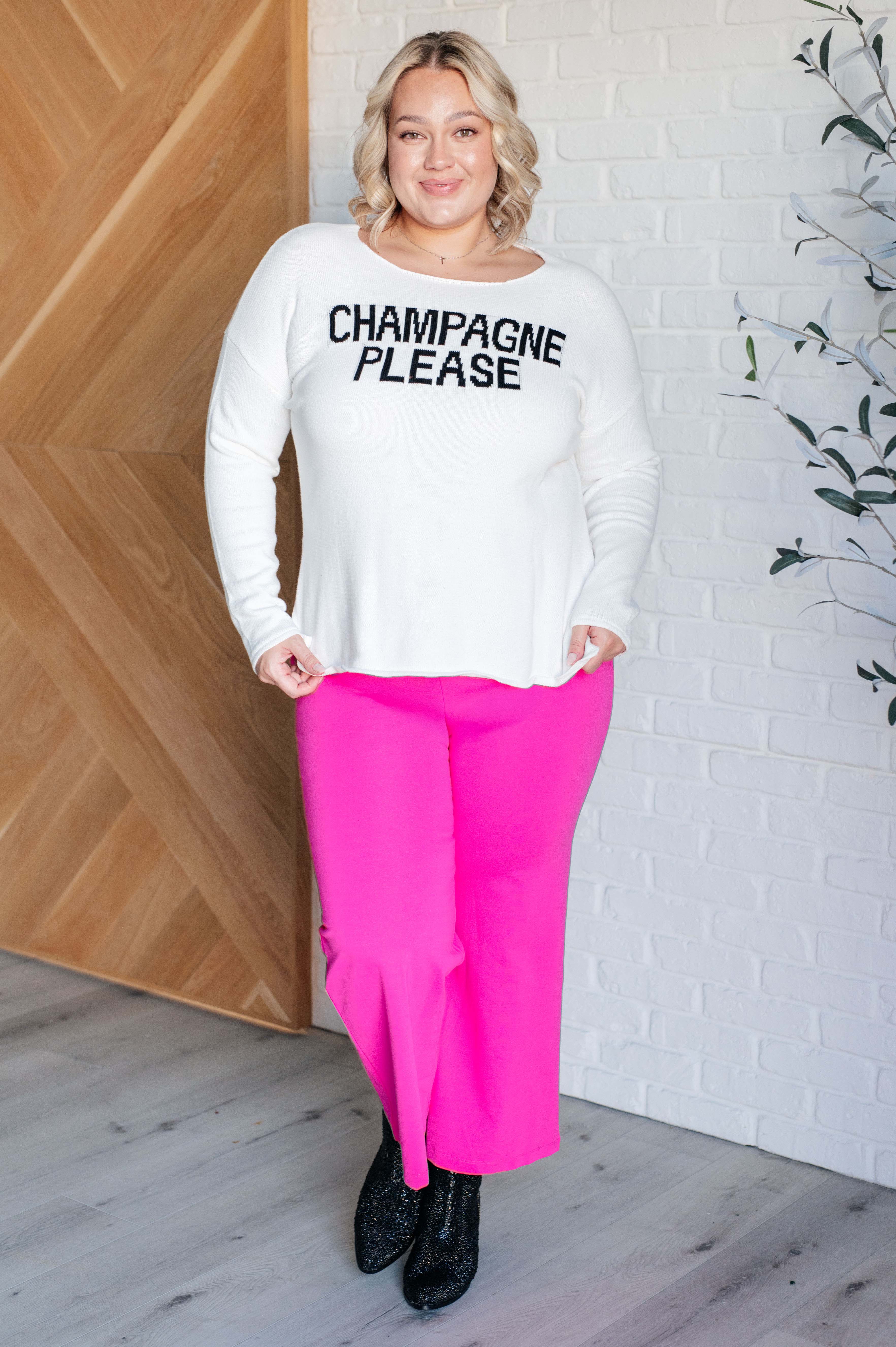 Champagne Please Lightweight Sweater for Women - Soft & Comfortable Knit Pullover - Perfect for Casual Wear, Office & Date Nights