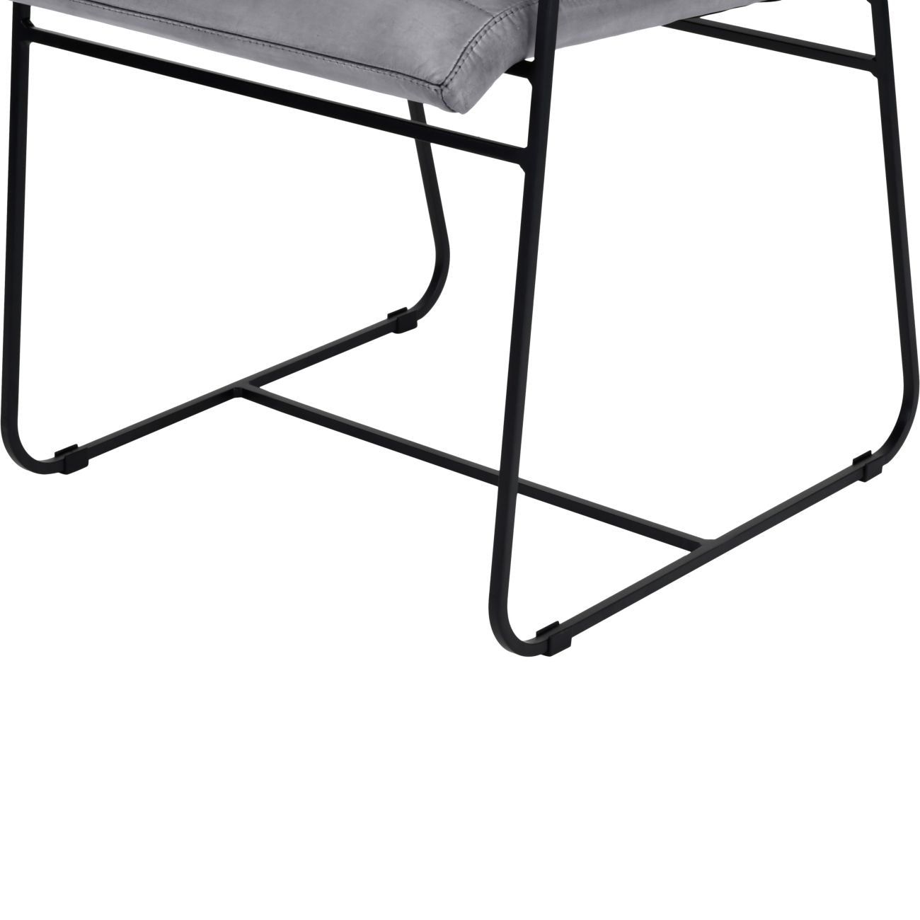 Belton Metal Framed Dining Chair With Arms - Fumee/Concrete Leather Upholstery - Modern Kitchen & Dining Room Furniture for Home & Restaurant Use