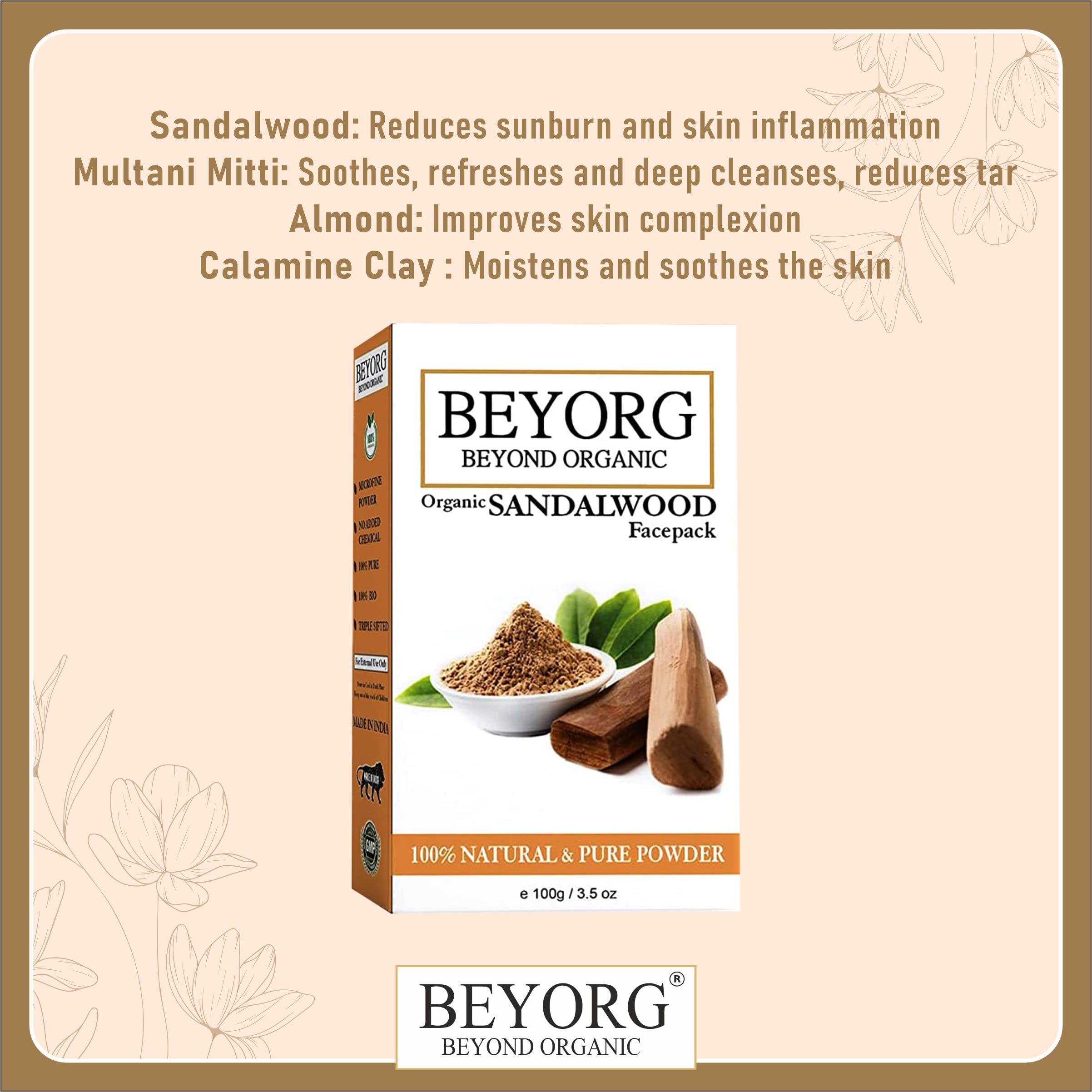 Organic Sandalwood Powder & Moroccan Rhassoul Clay Powder - Natural Face Mask for Acne, Blemishes & Clear Skin | Skin Care Treatment for Healing & Glow | Perfect for DIY Spa, Detox & Relaxation at Home