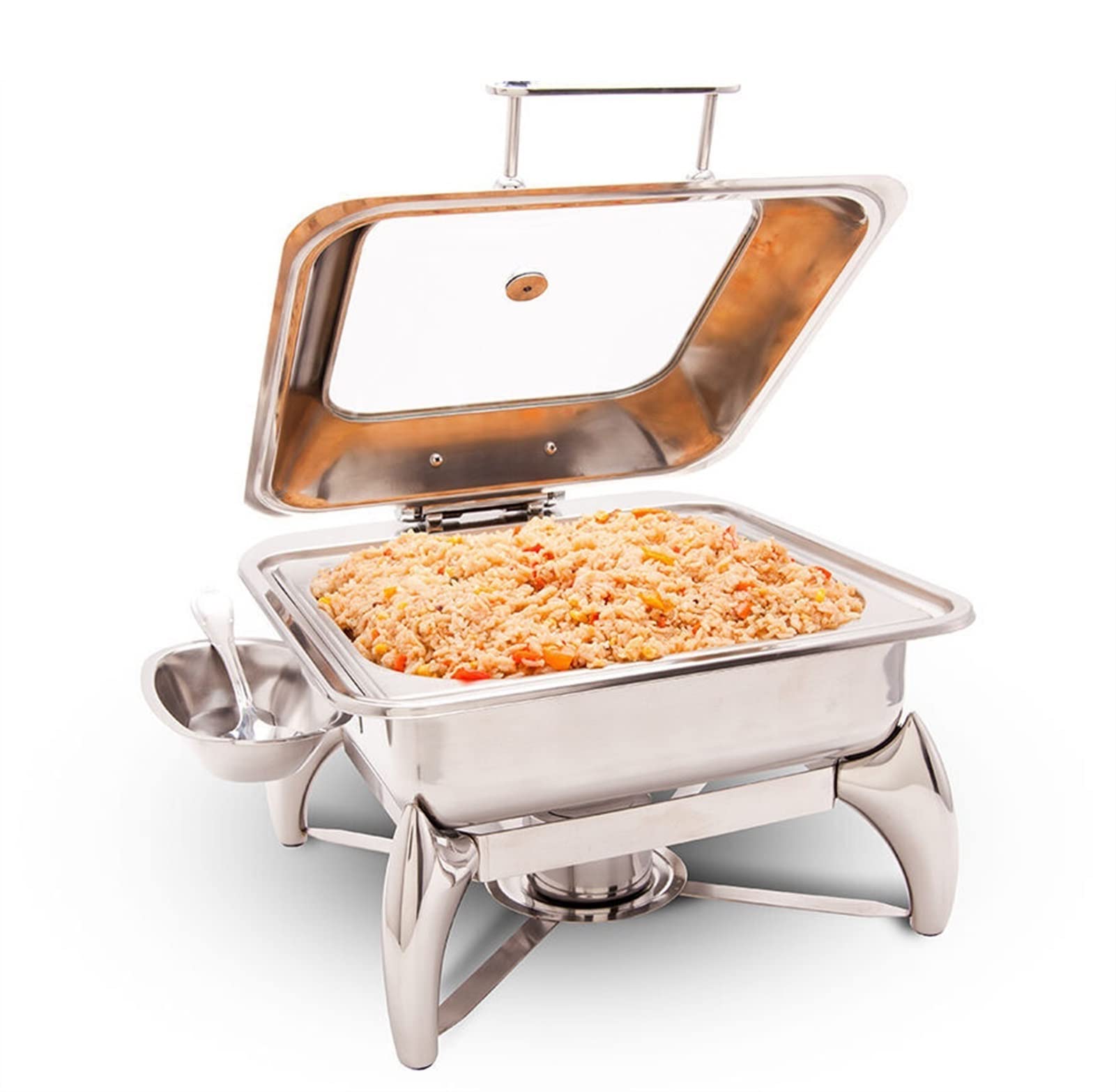 Premium ALIDAM 6-Quart Stainless Steel Chafing Dish Buffet Set with Glass Top & Warming Stand - Perfect for Catering, Buffets, Parties & Food Service