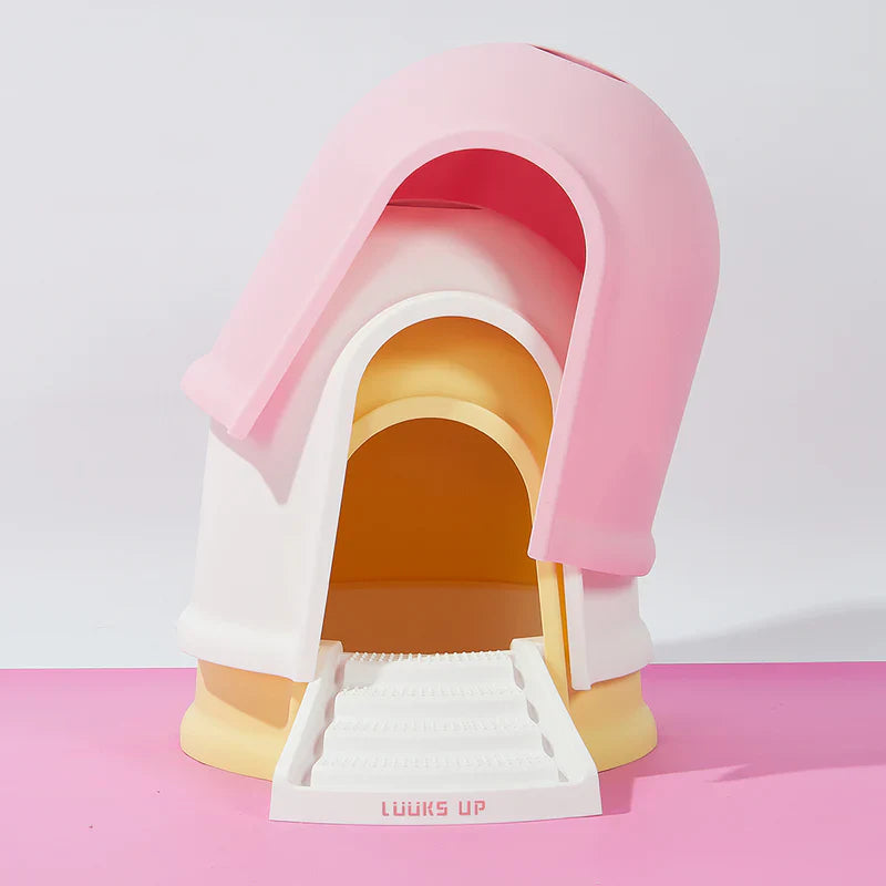 2 in 1 Kitty Litter Box & Cat House - Eco-Friendly Dual Use Litter Cabin with Odor Control - Perfect for Small Spaces & Stylish Home Decor