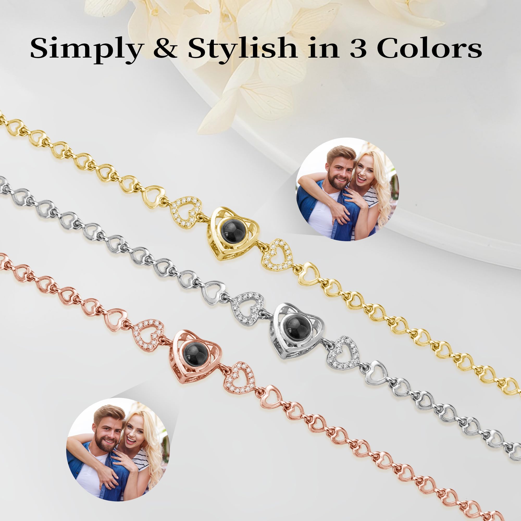 Personalized Photo Bracelet for Women - Custom Engraved Picture Projection Jewelry - Unique Mother's Day, Anniversary, Birthday Gift for Mom, Wife, Girlfriend, Best Friend - Perfect for Weddings, Memorials, Special Occasions