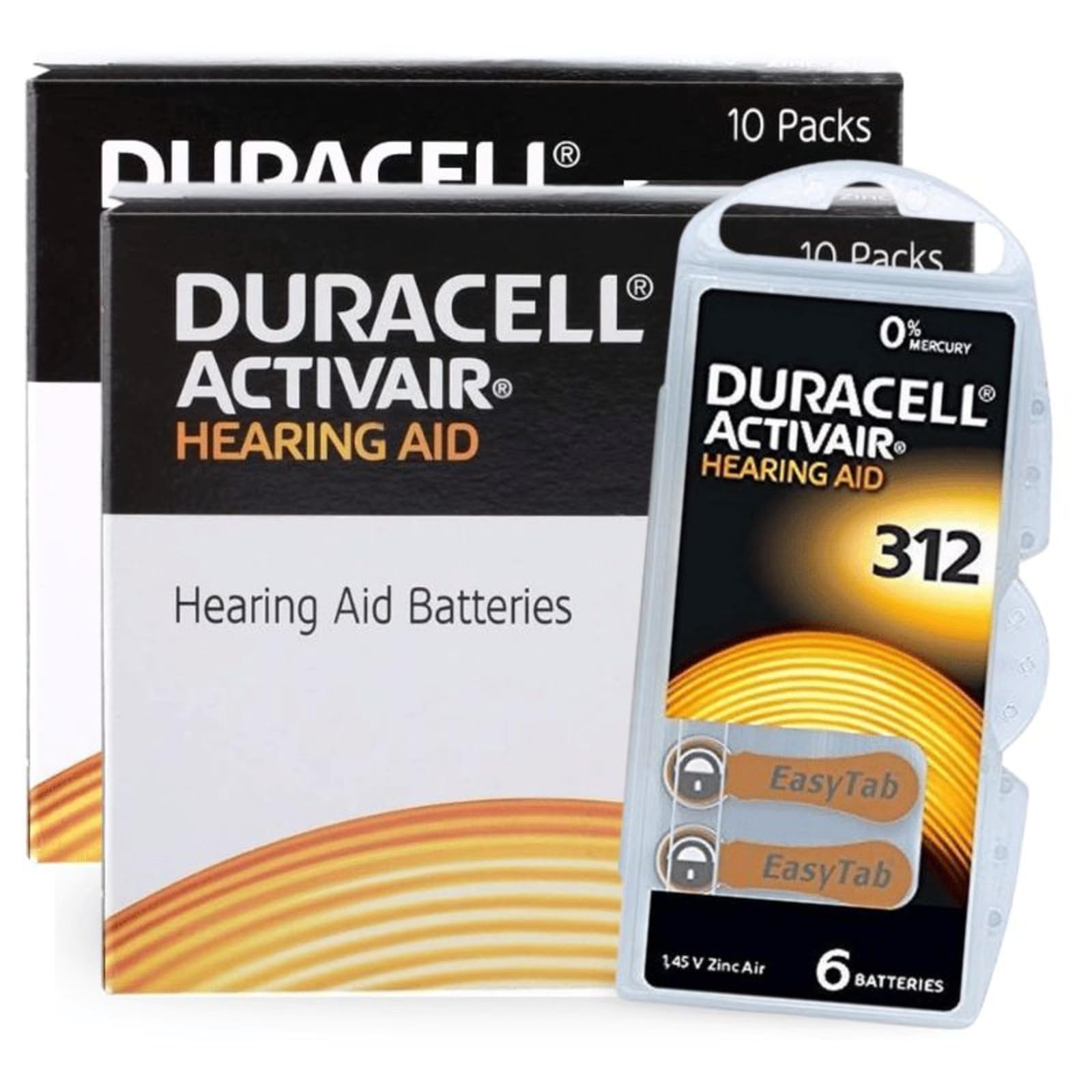 Duracell Size 312 Hearing Aid Batteries - 120 Count Pack | Long-Lasting Power for Hearing Devices | Perfect for Travel, Daily Use & Emergency Preparedness