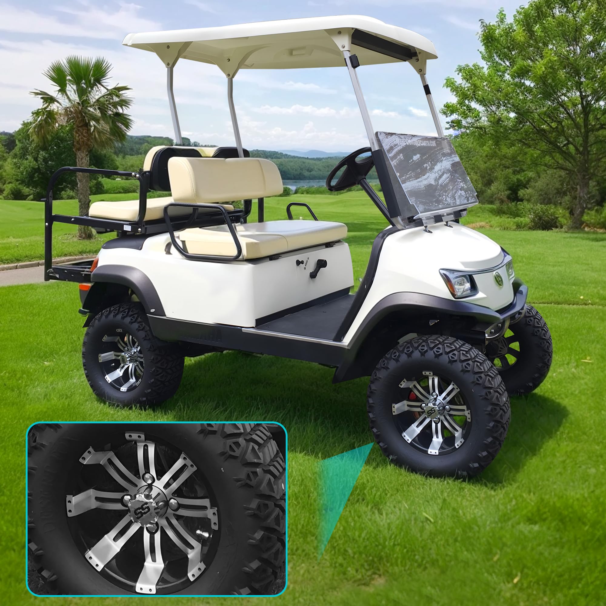 Universal Golf Cart SS Wheel Center Cap Cover for Yamaha, Club Car, EZGO - 10L0L Push-in Style with 2.75