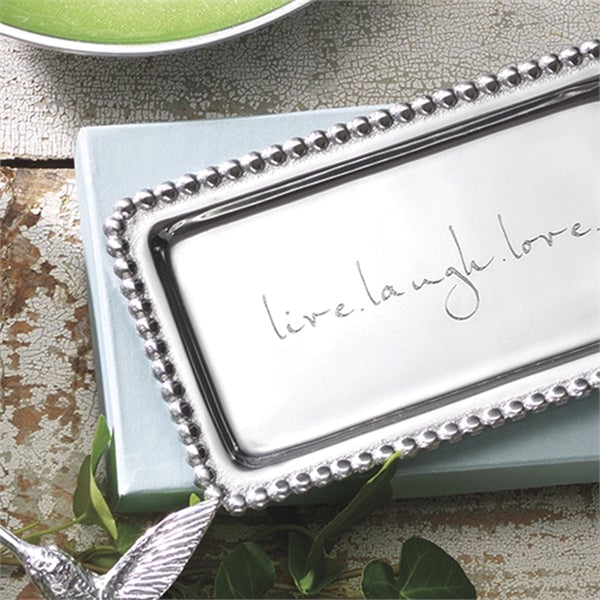 Live Laugh Love Beaded Tray - Elegant Decorative Tray for Jewelry, Keys & Home Decor | Perfect for Vanity, Coffee Table & Gift Giving