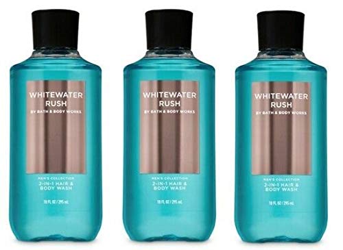 Bath & Body Works Men's Whitewater Rush 2-in-1 Hair & Body Wash Value Pack - 3 Full Size Bottles - Refreshing Shower Gel for Men - Perfect for Gym, Travel & Daily Use