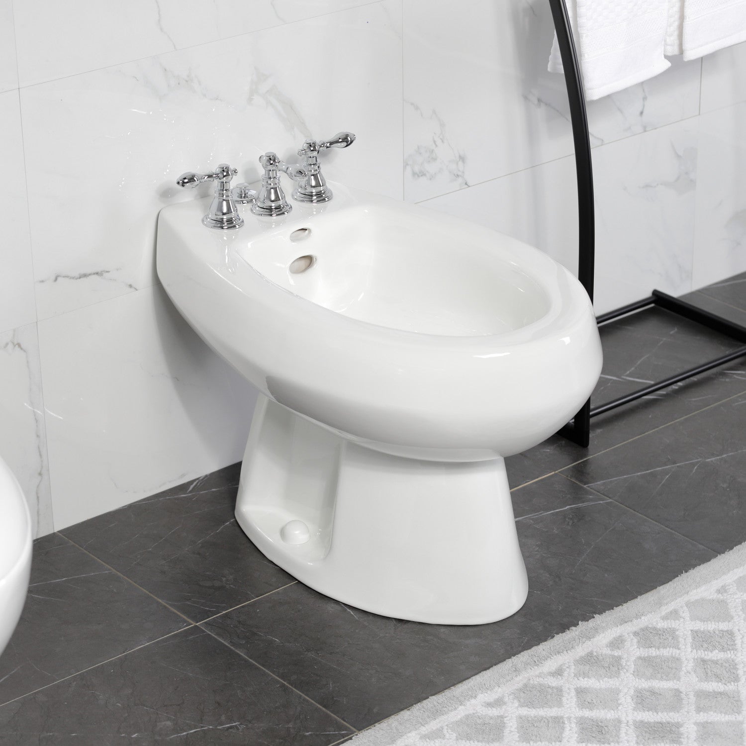 American Classic KB321ACL 3-Handle Deck Mount Vertical Spray Bidet Faucet with Brass Pop-Up Drain - Polished Chrome Finish for Bathroom & Toilet Upgrade | Perfect for Modern Homes & Luxury Bathrooms