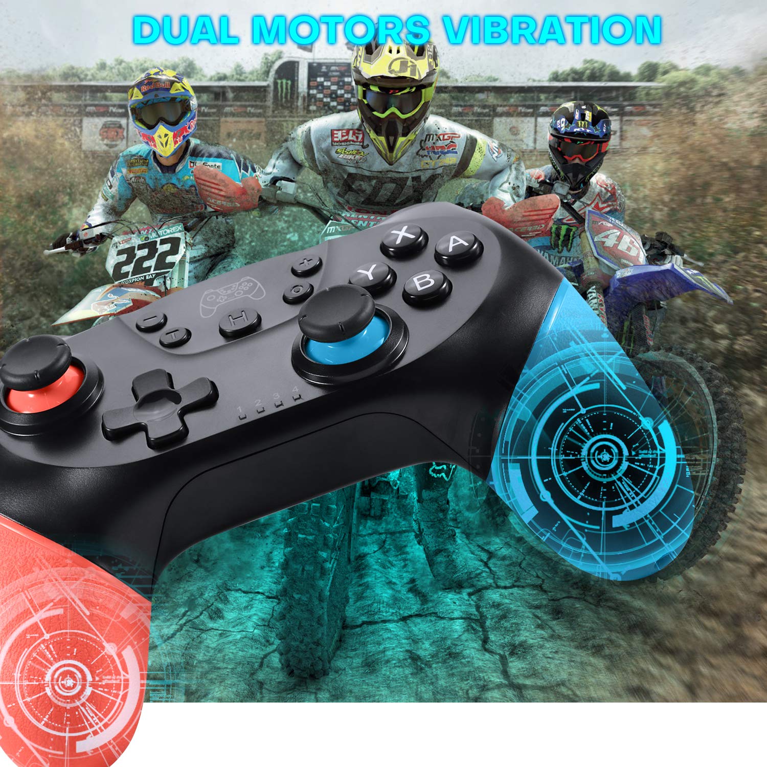 Gezimetie Wireless Switch Controller for Nintendo Switch & Switch Lite - 6-Axis Gyro, Dual Shock Gamepad Joypad | Perfect for Gaming at Home or On-The-Go