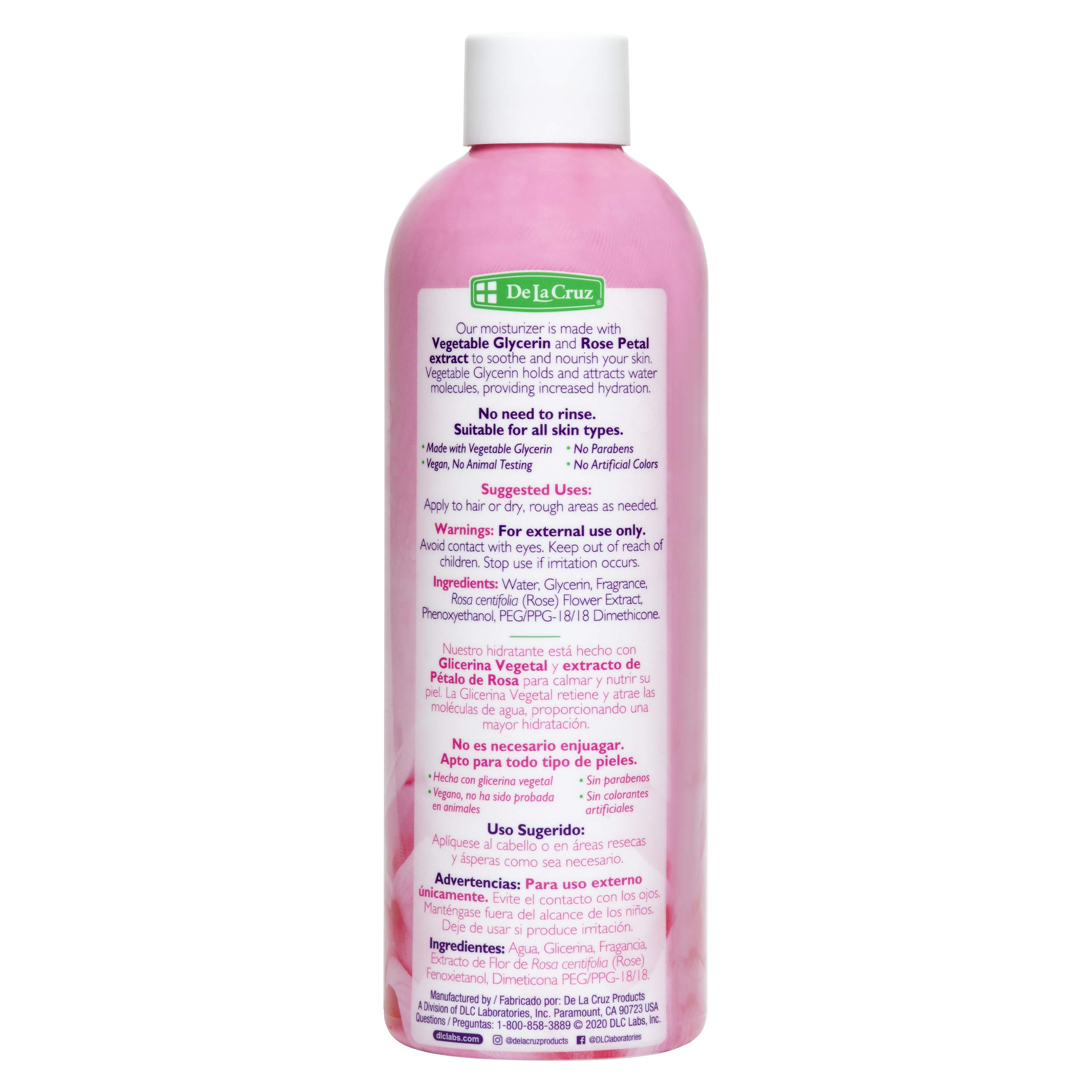 De La Cruz Rose Water & Glycerin Facial Toner - Hydrating Rosewater Spray for Face, Skin & Hair Care - 8 fl oz (236 mL) Pack of 10 - Perfect for Daily Skincare Routine, Makeup Setting & Hair Refreshment