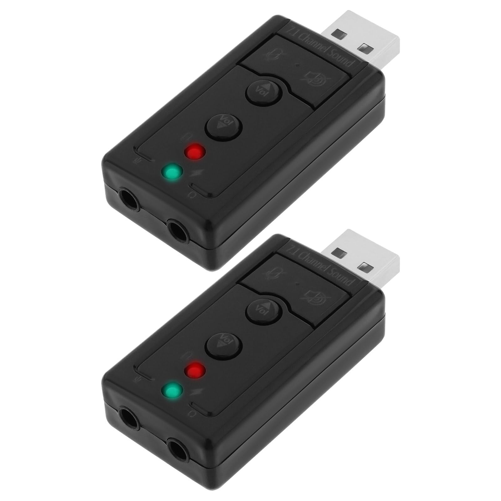 2-Pack USB 2.0 Virtual 7.1 Channel External Sound Card Adapter with 3.5mm Audio & Mic Jack for PC Laptop - Enhance Gaming, Streaming & Video Calls