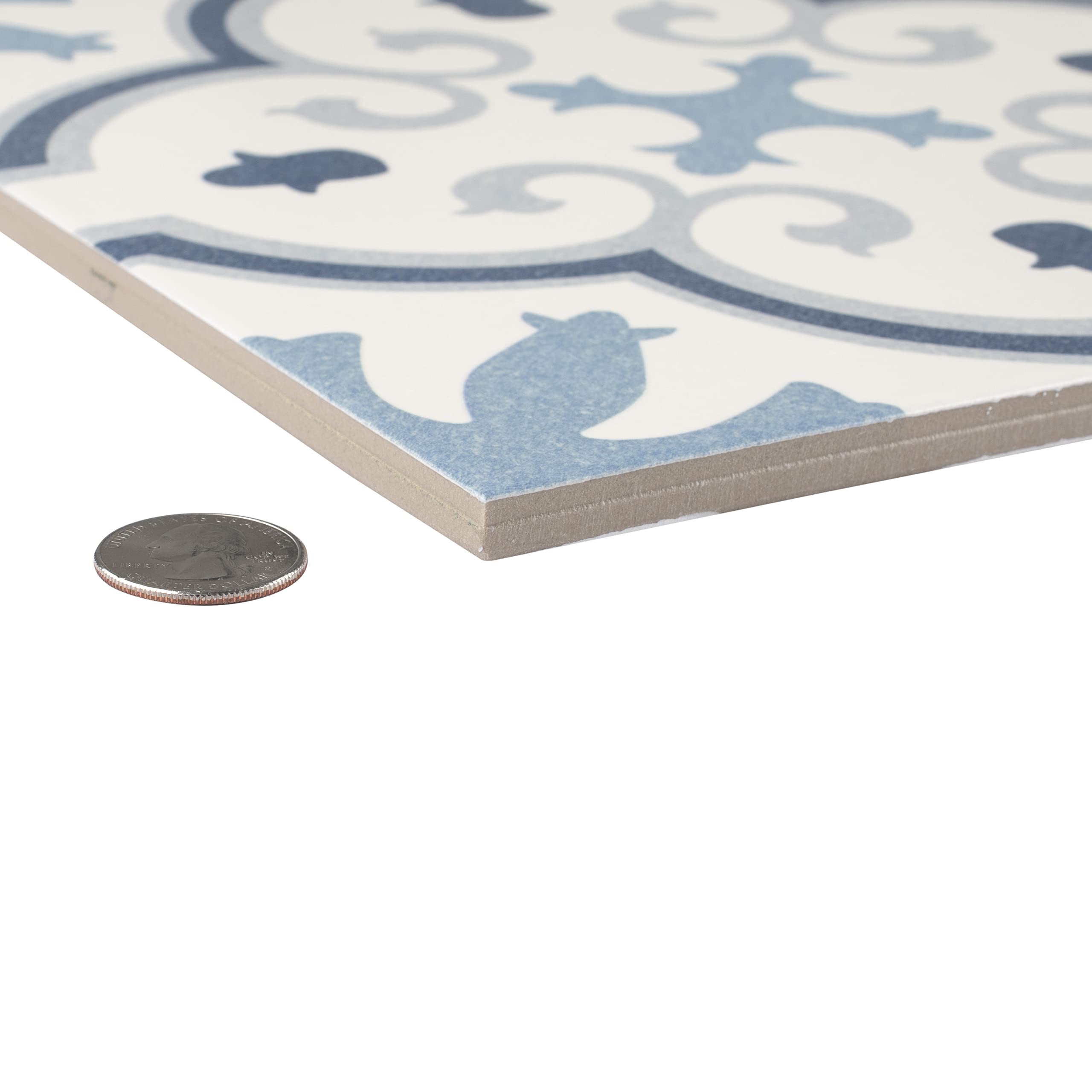 Merola Tile Monteca Blue 9.75x9.75 Inch Porcelain Floor & Wall Tile - Perfect for Bathroom, Kitchen & Backsplash Renovations