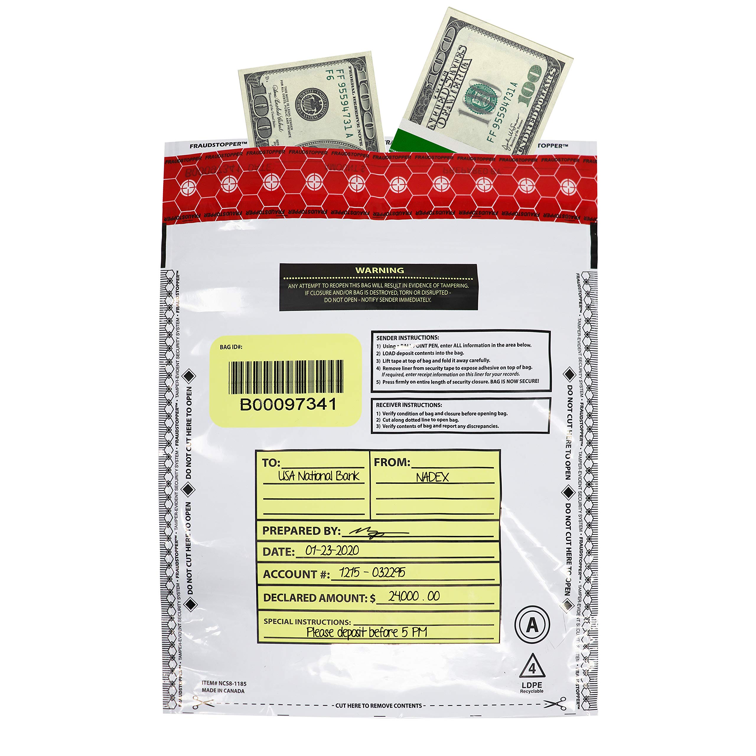 Nadex Tamper Evident Bank Deposit Bags for Cash & Coin - 9x12 Inch Opaque Security Bags (1000 Pack) - Fraud Proof Money Storage for Retail, Banks & Business Use