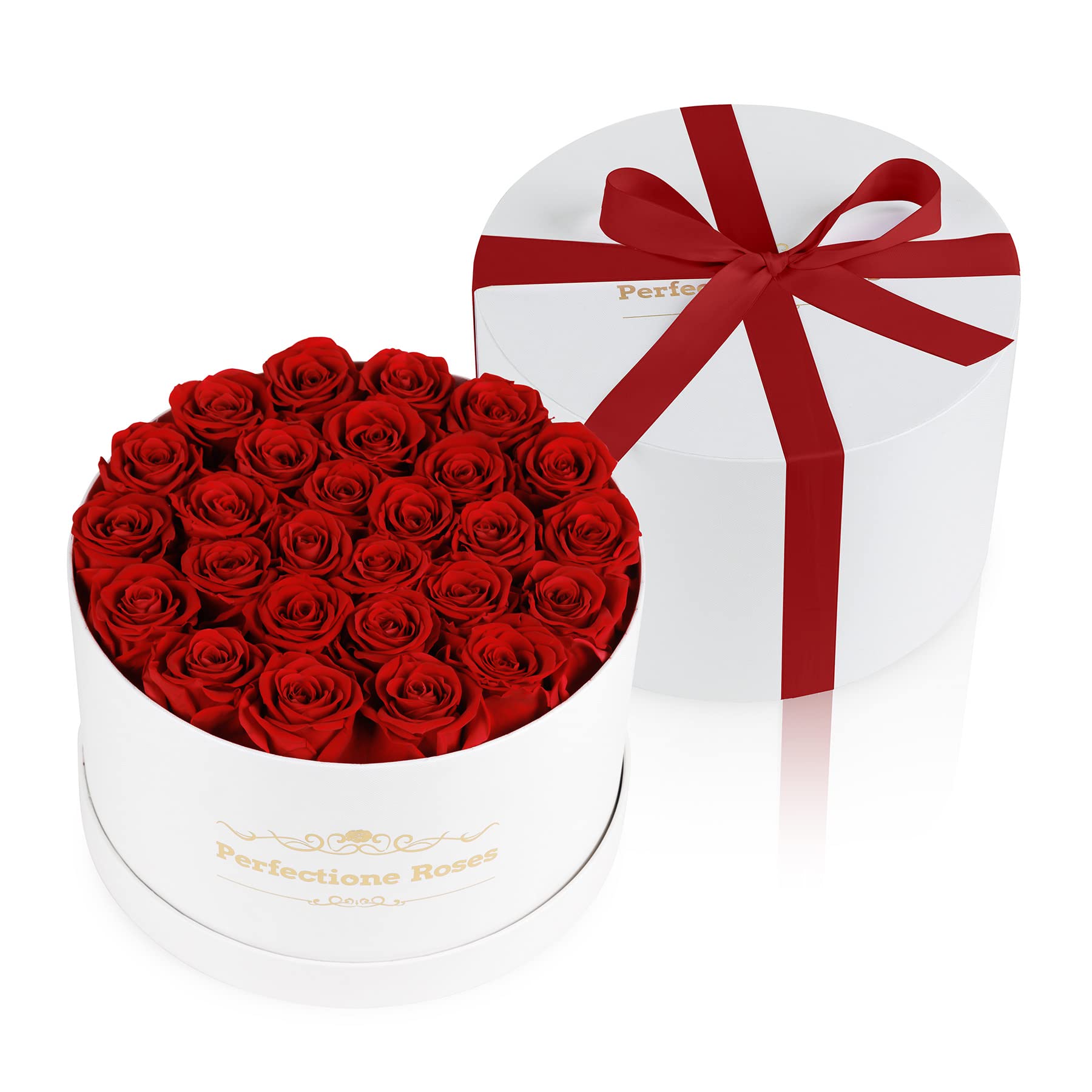 Perfectione Preserved Real Roses in a Box - Lasts 3 Years | Luxury Birthday & Mother's Day Gift for Women | Perfect for Home Decor, Wedding Centerpieces & Romantic Surprises (Red)