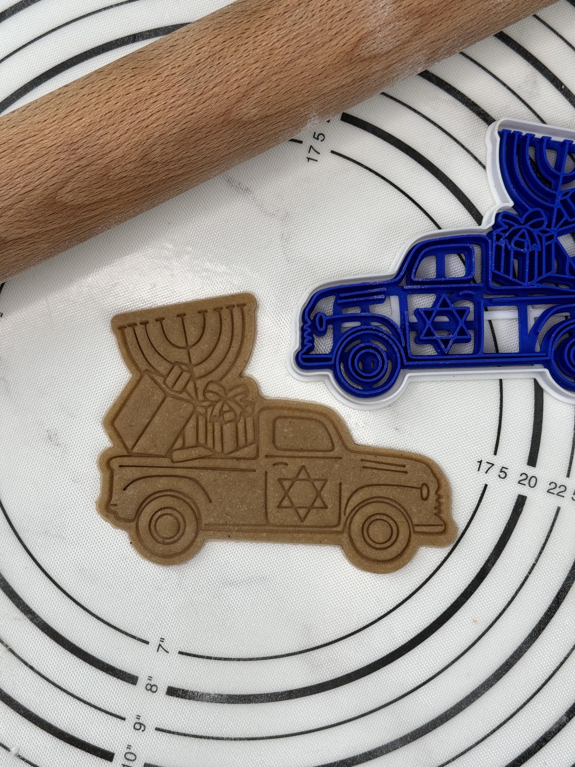 3D Printed Hanukkah Truck Cookie Cutter & Mold Set - Holiday Baking Decorations for Hanukkah Cookies, Gingerbread, and Festive Treats