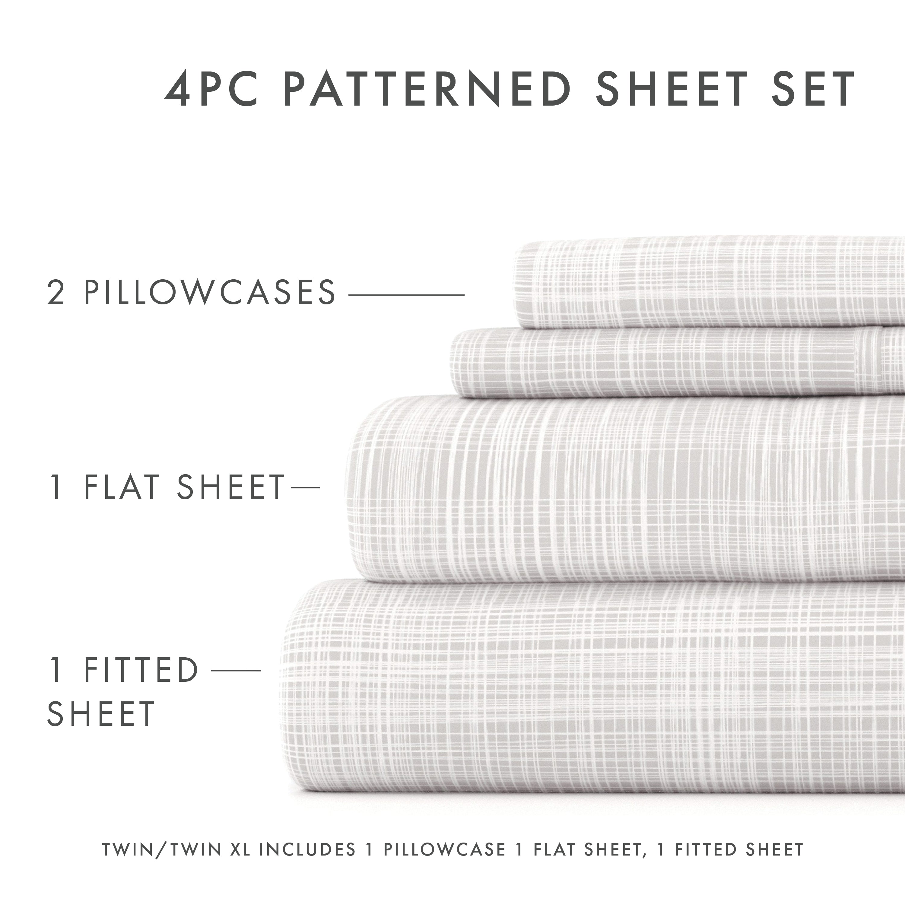 Premium Thatch Pattern 4-Piece Sheet Set - Soft & Breathable Bedding for Comfortable Sleep - Perfect for Master Bedroom, Guest Room & Vacation Homes
