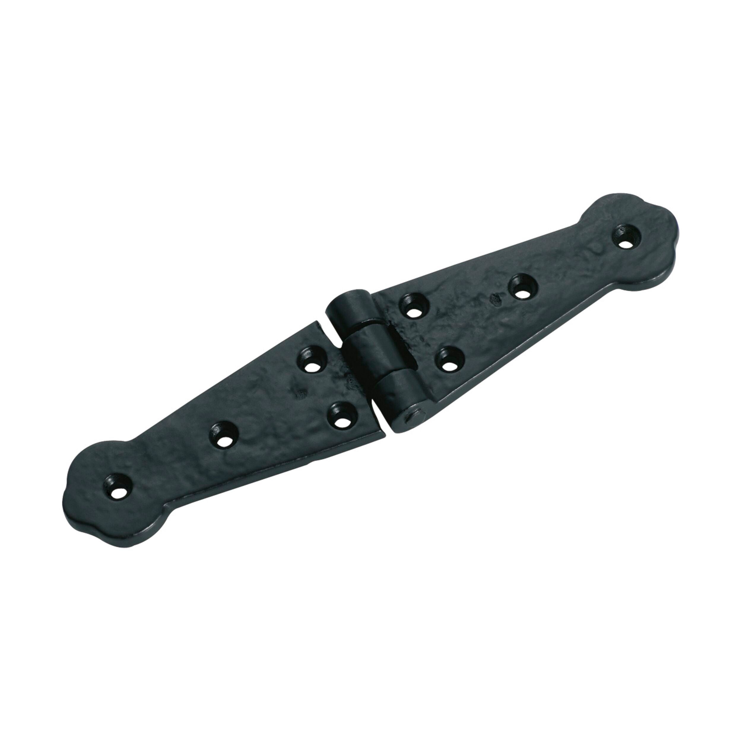 1853 Hinge Iron - Rustic Matte Black Finish - 165mm x 35mm - Heavy Duty Cabinet & Furniture Hardware for Doors, Drawers & DIY Projects