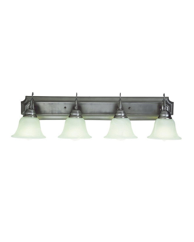 Energy Efficient 4-Light Fluorescent Bathroom Vanity Wall Fixture - Brushed Nickel Finish - Perfect for Bathroom, Powder Room & Dressing Room Lighting