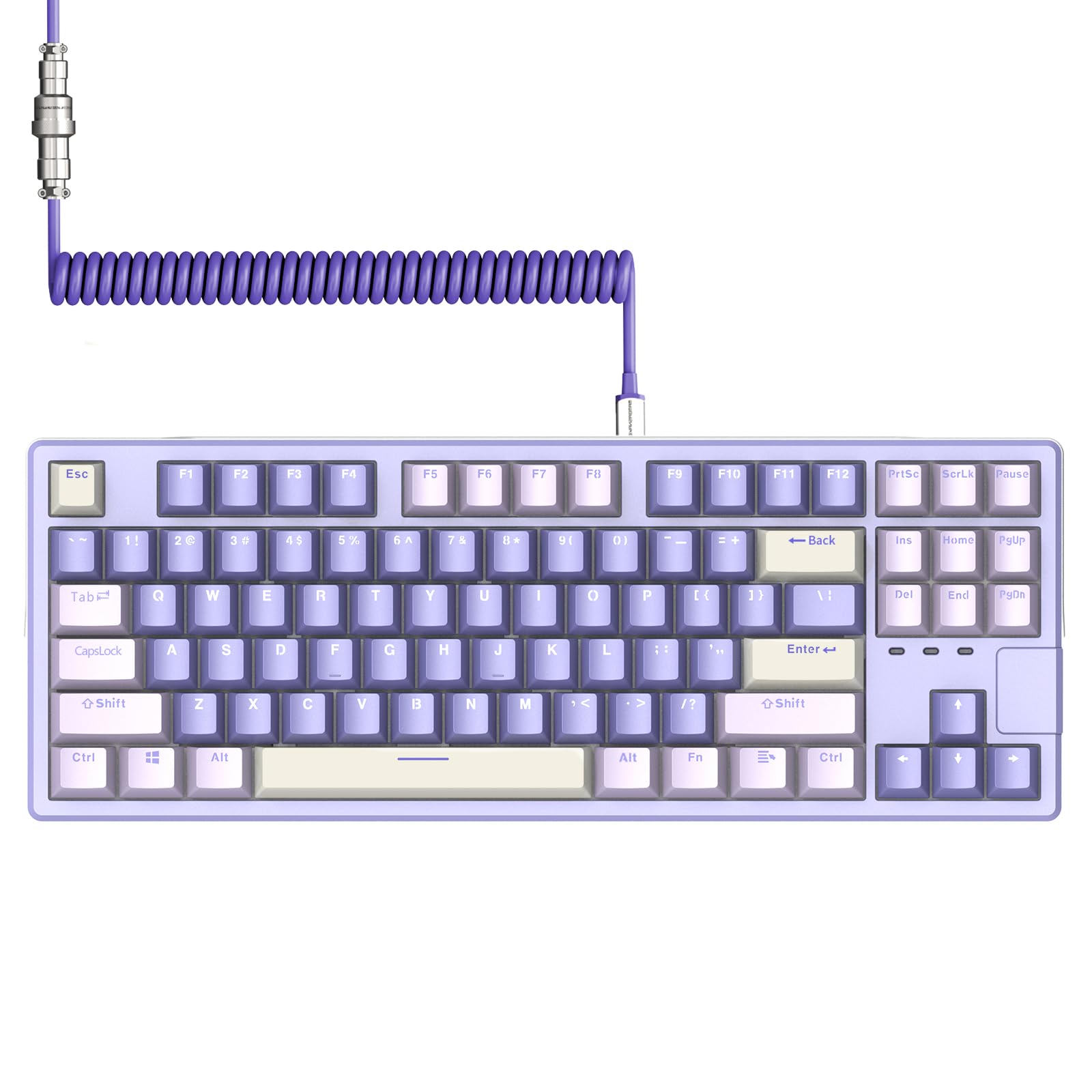 AK873PRO-XINMENG X87 75% Wired Gaming Keyboard with Custom Pre-Lubed Switches | TKL 80% Gasket Mount Mechanical Keyboard | LIGHTSYNC RGB Backlit | 87-Key Compact Design | PBT Keycaps | USB-C Coiled Cable for PC & Mac (Purple) - Perfect for Esports, Typing & Office Work
