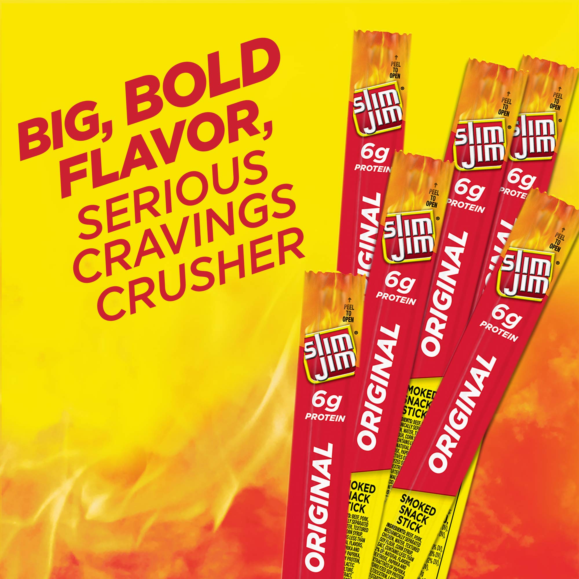 Slim Jim Giant Sized Original Snack Stick - 0.97oz Meat Snacks for School, Work & Travel | High Protein On-the-Go Snack for Road Trips, Hiking & Office Breaks