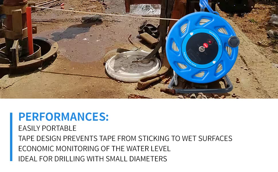 200m Water Level Meter with Fixed Probe & Steel Tape - Accurate Water Depth Gauge for Well Measurement | Ideal for Groundwater Monitoring, Irrigation Systems & Industrial Applications