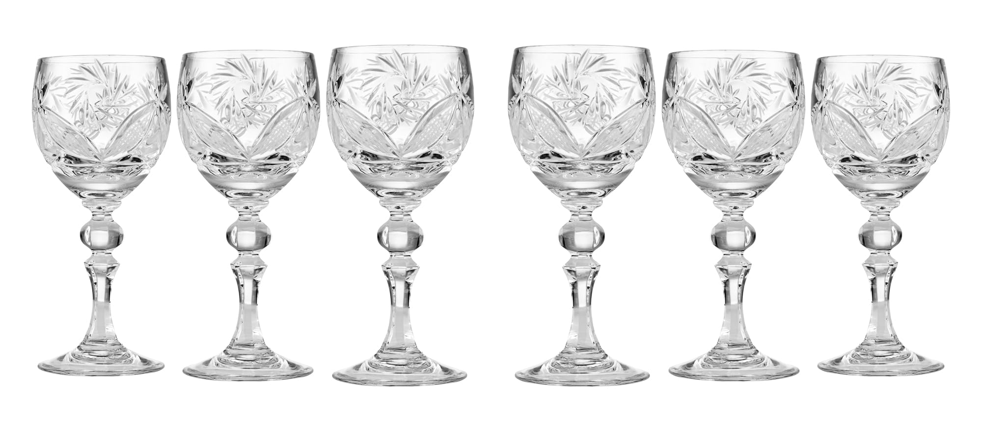 Premium Set of 6 Handmade Russian Cut Crystal Shot Glasses - 65ml/2oz Long Stem Sherry Glasses for Cocktails, Vodka, Whiskey & Elegant Home Bar Decor