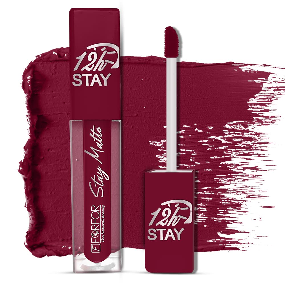 FORFOR Long Lasting Matte Lipstick - Bridal Maroon, 24-Hour Waterproof Lip Color, Non-Stay Lip Makeup for Weddings, Parties & Special Occasions