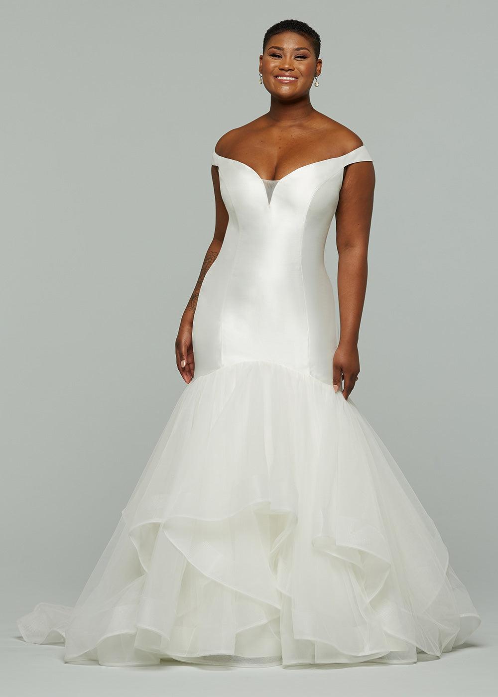 Cassidy Mikado Fit Flare Dress - Off The Shoulder Straps & Tiered Skirt for Women | Perfect for Weddings, Parties & Special Occasions