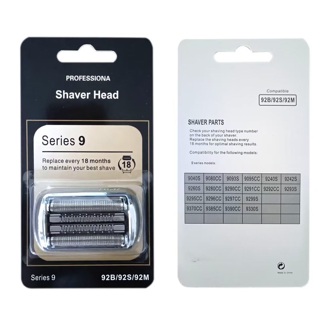 Upgraded YYU Electric Shaver Head Replacement for Braun Series 9 92S/92M Men's Razor - Silver Replacement Part for Smooth Shaving at Home & Travel