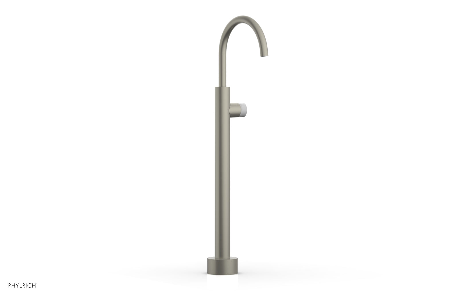 BASIC II Low Floor Mount Tub Filler with White Marble Handle - Model 230 47 04 - Perfect for Modern Bathroom Renovations and Spa-Like Bathtub Installations