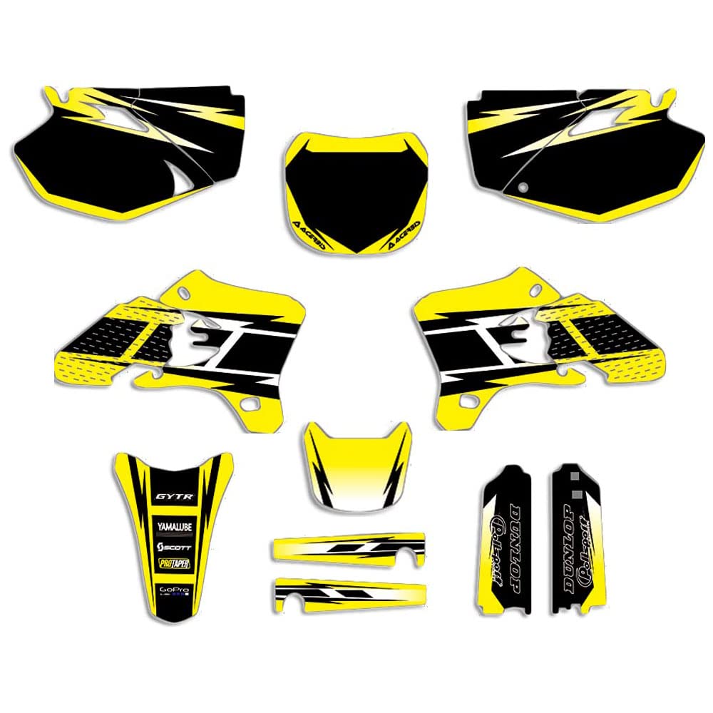 High-Quality Yamaha YZ250F YZ450F Graphics Kit Decals Stickers - Compatible with 2003-2005 Models (Yellow/Black) | Custom Number Included | Perfect for Motocross Racing & Bike Customization