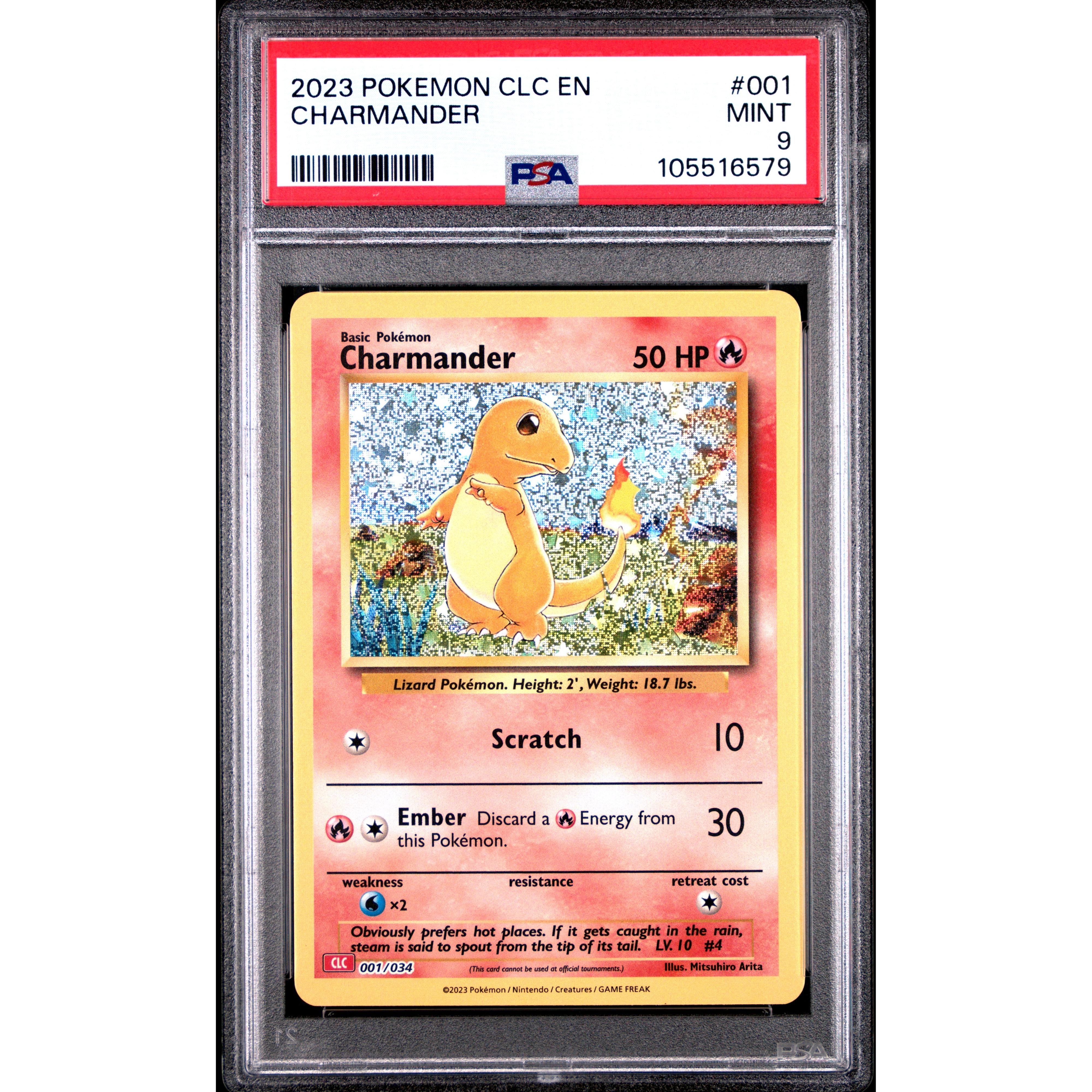 2023 Pokemon Classic Collection Charmander 001/034 PSA 9 Graded Card - Rare Collectible for Trading Card Game (TCG) Enthusiasts | Perfect for Display, Investment & Battles