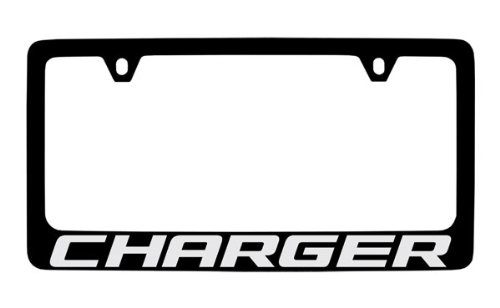 Black Coated Metal License Plate Frame Holder for Dodge Charger - Durable & Stylish Car Accessory for Everyday Driving & Car Shows