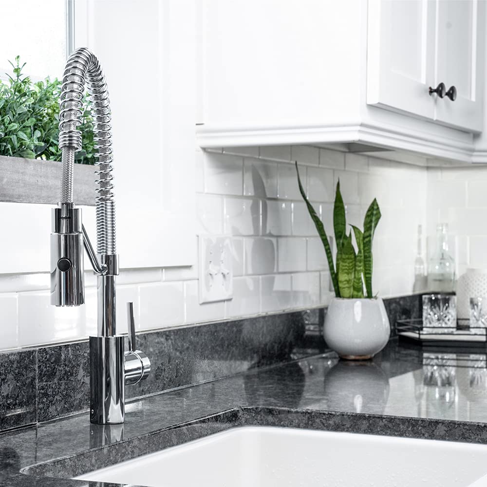 EZ-FLO Single Handle Pull Down Kitchen Faucet with Sprayer and Spring - Chrome Finish (Model 10687) - Perfect for Modern Kitchens, Dishwashing, and Food Prep
