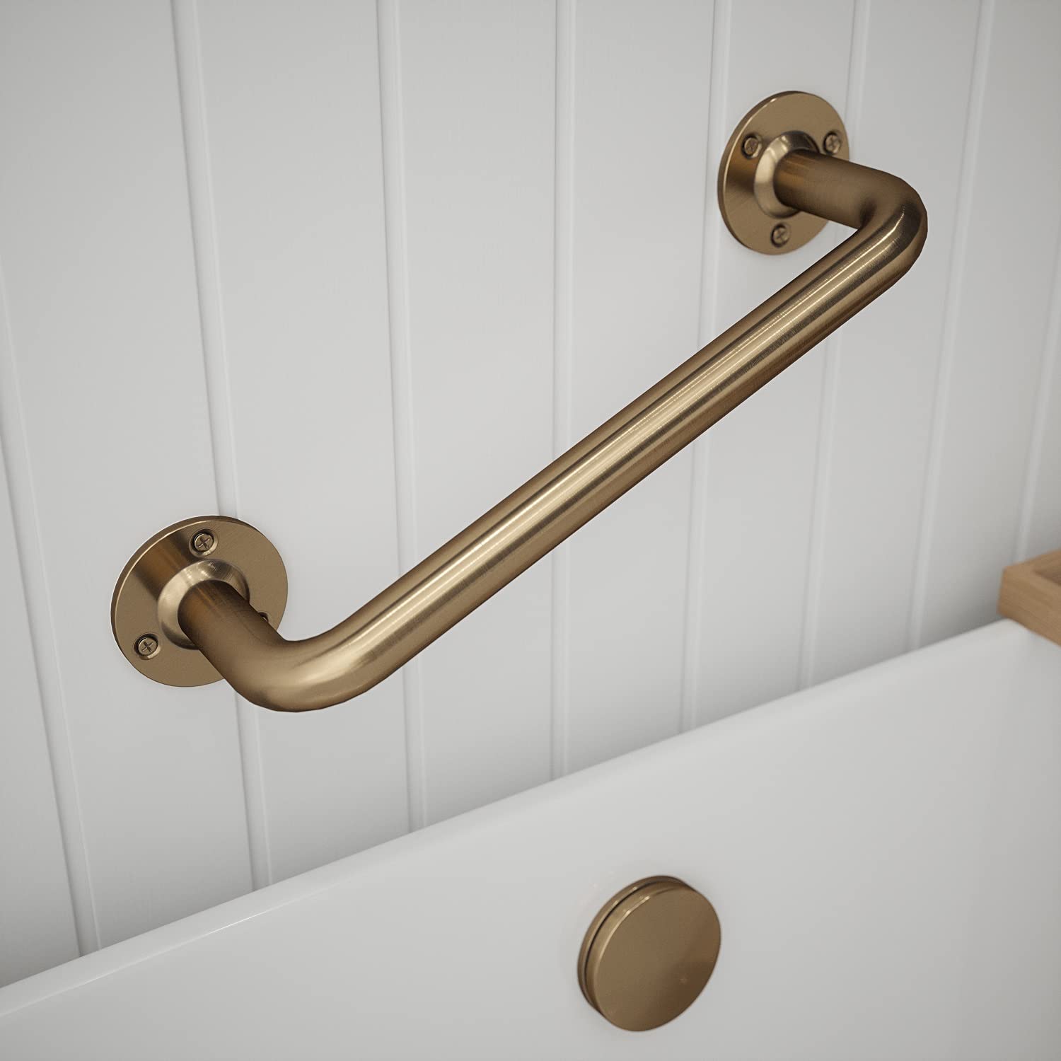 Rothley Grab Rail for Elderly & Disabled - Antique Brass Bathroom Safety Handle (305x25mm) - Non-Slip Mobility Aid for Shower, Toilet & Outdoor Use