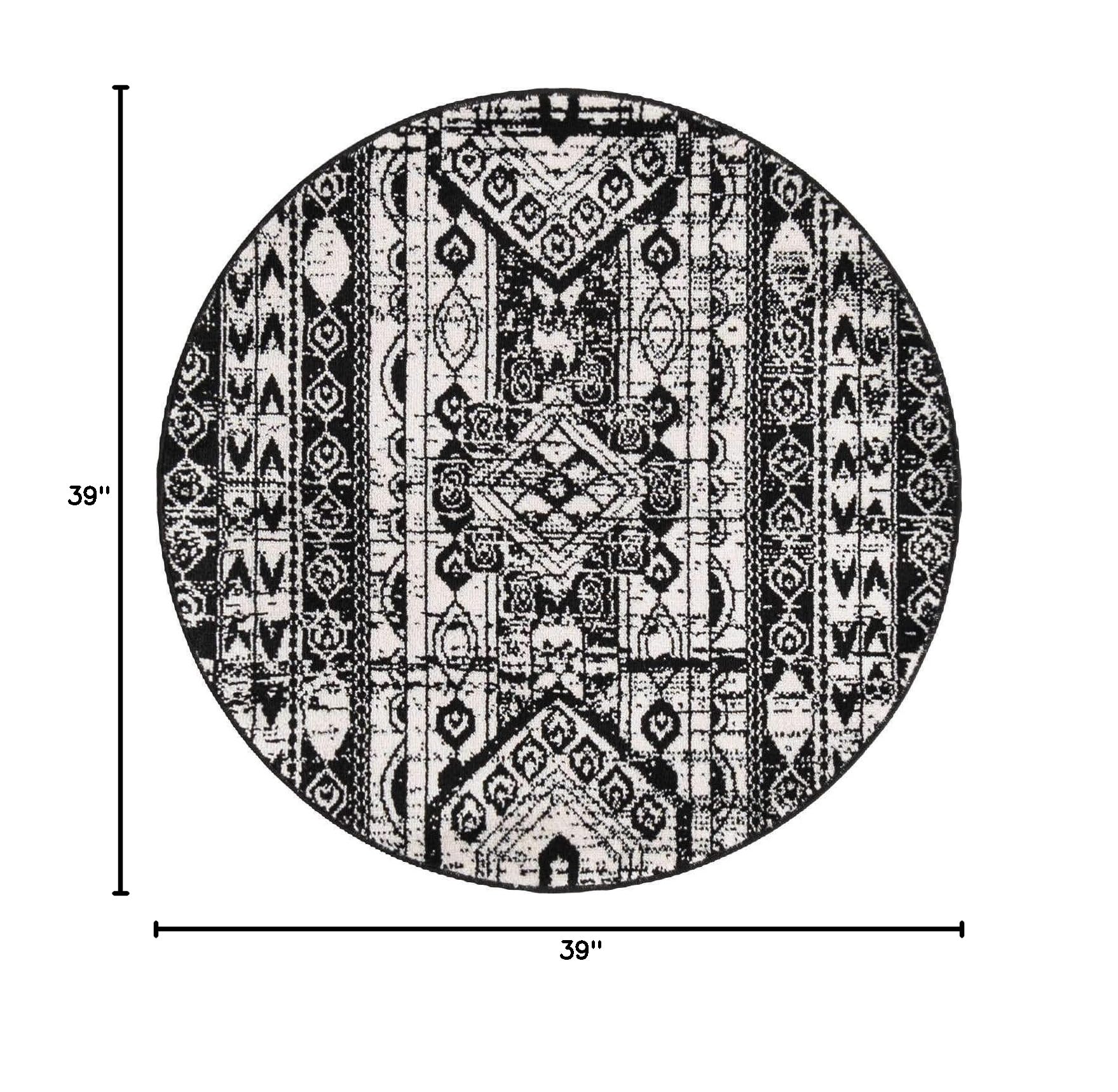 Unique Loom Portland Collection Round Area Rug - 3'3