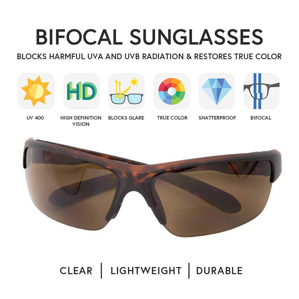 VITENZI Bifocal Sunglasses for Men & Women - Wrap Around Reading Glasses with Sun Tinted Lenses - Stylish & Functional Eyewear for Outdoor Activities, Driving, and Reading in Sunlight - Rome Collection
