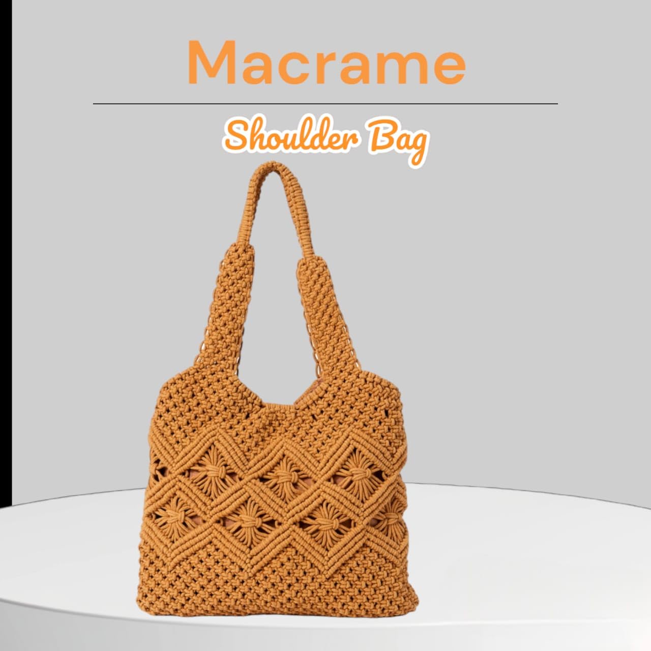 HIBA Women's Macrame Handbags - Stylish Crochet Knit Shoulder Bag for Shopping, Beach & Party | Boho Chic Purse for Women, Trendy Crossbody Bag for Daily Use & Special Occasions