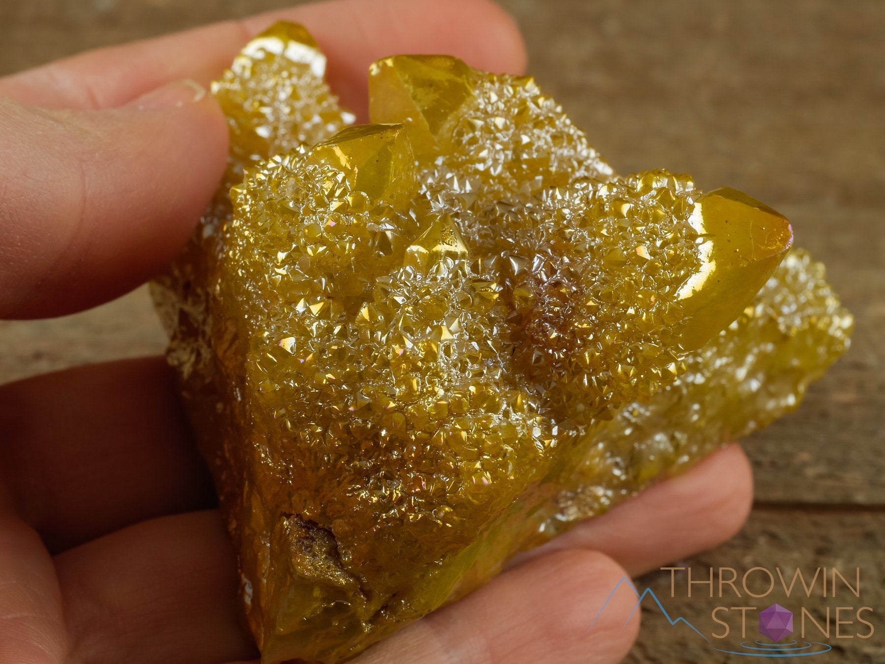 AURA QUARTZ Sunshine Yellow Rainbow Quartz Crystal Cluster - Natural Spirit Quartz for Healing, Meditation & Metaphysical Use - Perfect Crystal Decor for Home, Office & Spiritual Spaces (R0523)