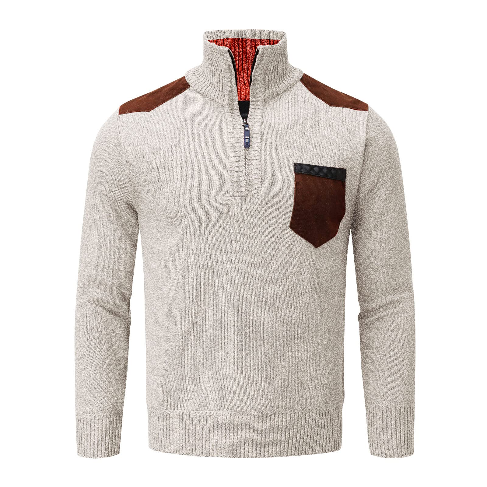 Men's Slim Fit Half-Zip Wool Sweater - Warm Winter Knit Pullover with Collar, Solid Color Thickened Design - Perfect for Office Wear, Casual Outfits & Cold Weather Layering