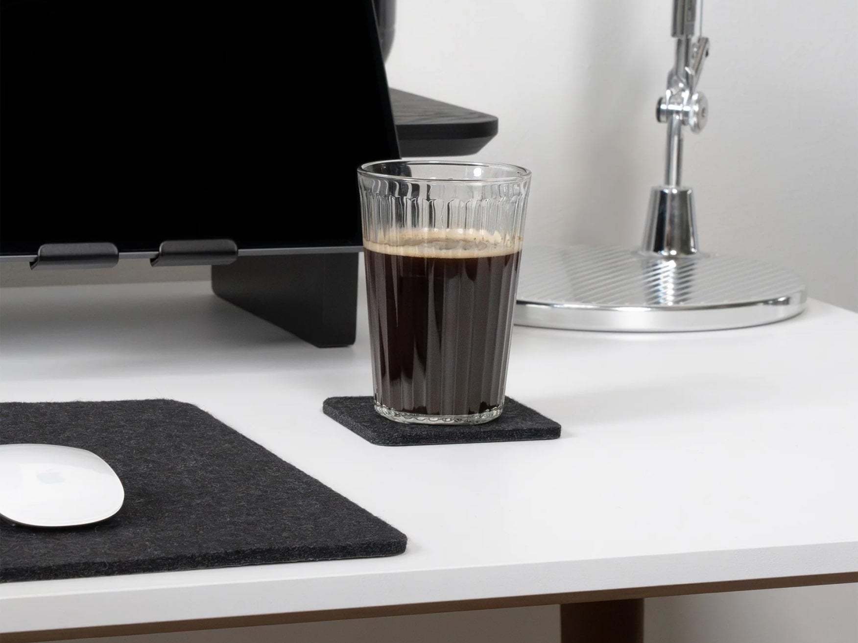 Premium Wool Felt Desk Coaster Set - Gray, Absorbent & Durable for Hot & Cold Drinks - Perfect for Office, Home, or Coffee Shop Use
