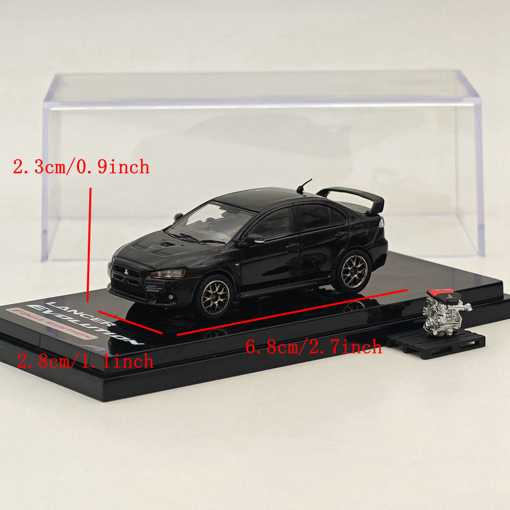 1/64 Scale Mitsubishi Lancer Evolution X Final Edition Diecast Model Car - Hobby Japan HJ642053ABK Black - Collectible Miniature for Car Enthusiasts & Display Case Showpiece