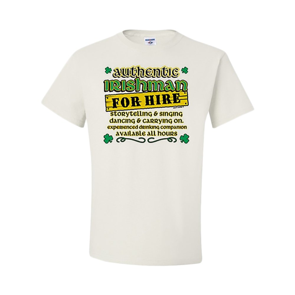 Authentic Irishman for Hire T-Shirt - Funny Novelty Graphic Tee by Express Design Group - Perfect for St. Patrick's Day & Irish Pride Events