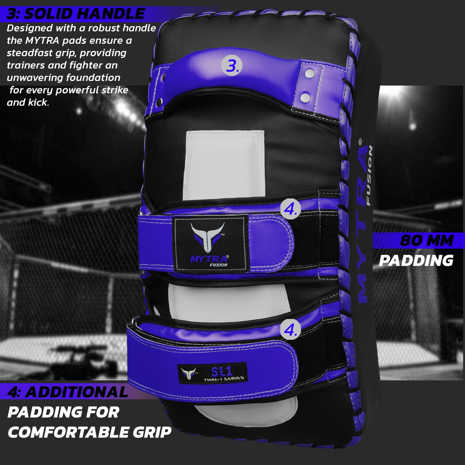 Mytra Fusion Muay Thai Pads - Curved Punching Pads for Boxing, Kickboxing, MMA & Martial Arts Training - Perfect for Home Gym, Combat Sports & Fitness Workouts