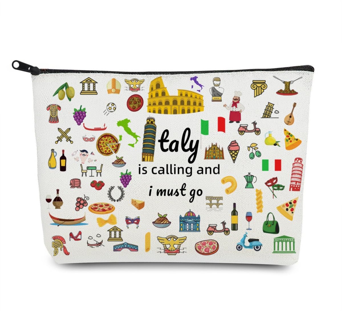 Italy Travel Makeup Bag - Printed Cosmetic Pouch for Besties & Travel Lovers | Perfect for Rome Vacations & Toiletry Organizing