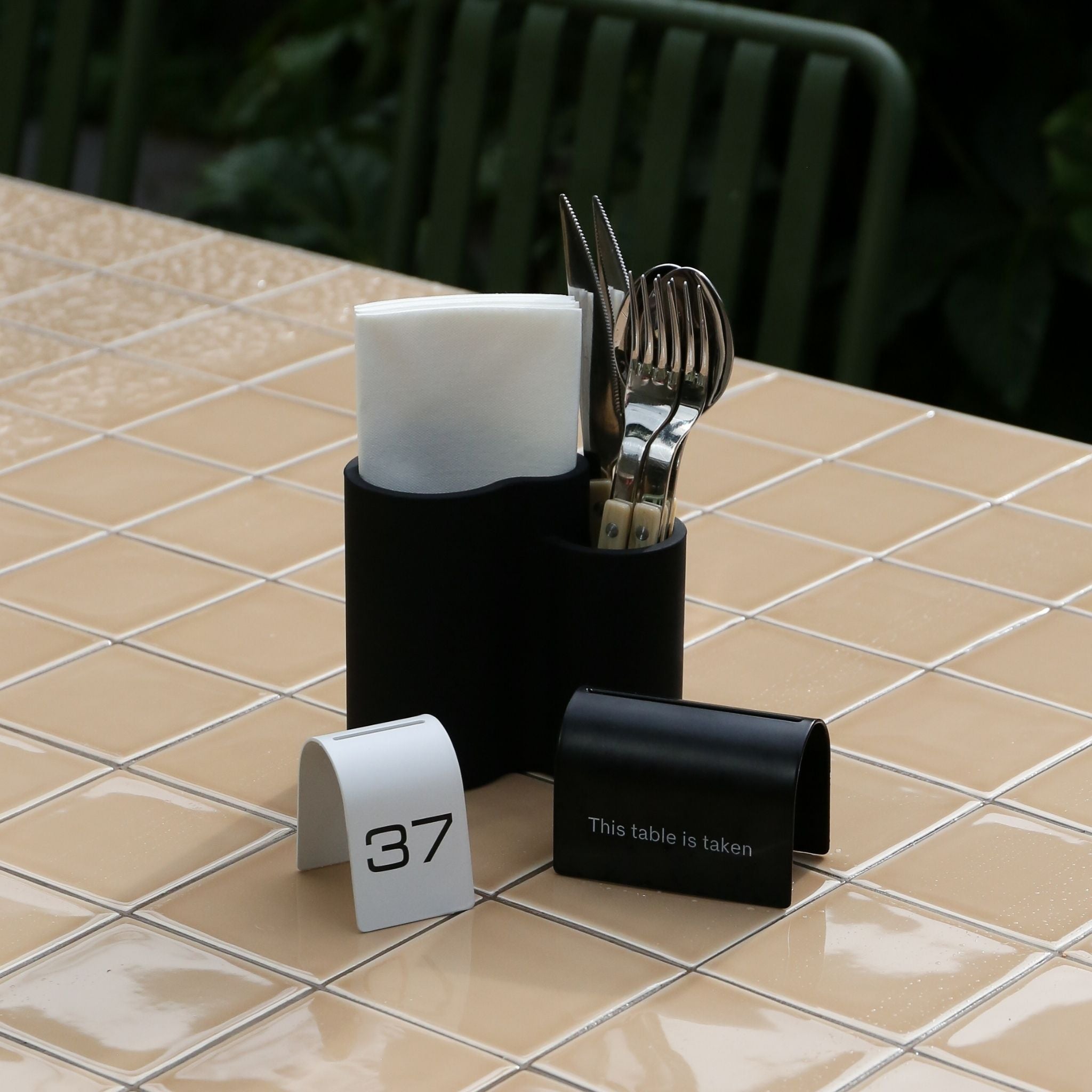 DESIGNSTUFF Reserved Table Signage - Set of 4 Black Acrylic Restaurant Signs for Weddings, Events & VIP Seating - Durable Table Markers for Banquets, Conferences & Special Occasions