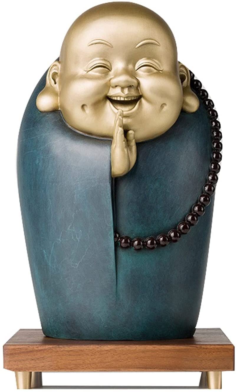VIGAT Brass Buddha Statue - Smiling Maitreya Buddha Sculpture for Feng Shui Desk Decor, Home & Office Ornament - Perfect for Meditation Spaces, Zen Decor & Christmas Gifts