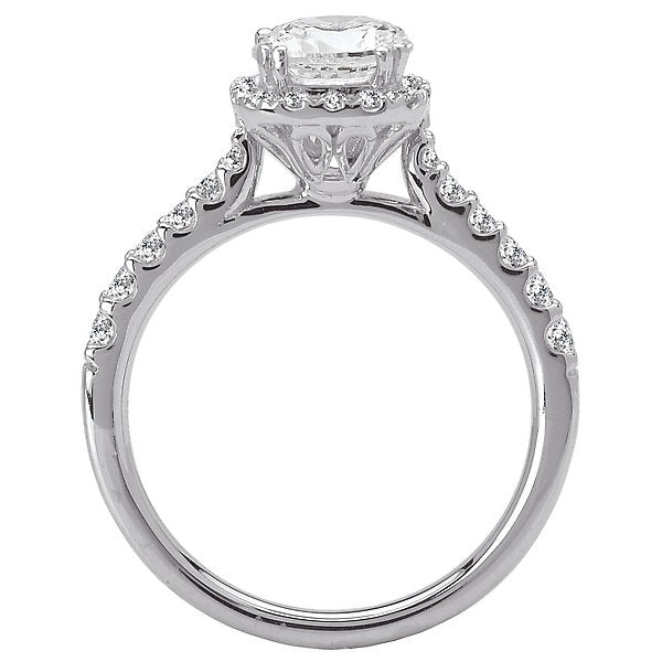 18KT 3/8 CTW Diamond Cushion Halo Engagement Ring Setting for 1.50 CT Cushion/Round Center Stone - Perfect for Proposals, Weddings & Anniversary Gifts