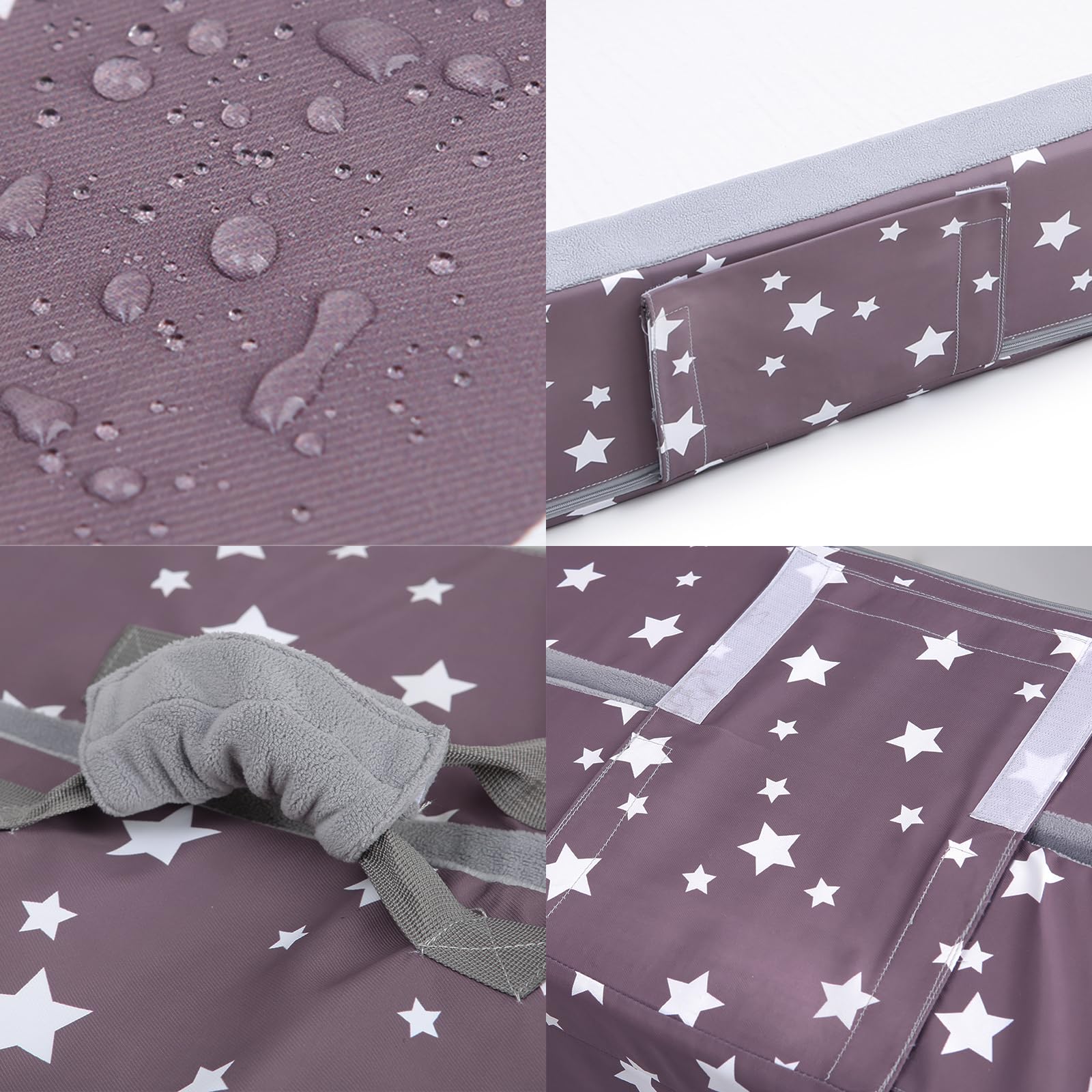Portable Foldable Toddler Travel Bed with Safety Sides - Lightweight Kids Sleeping Cot for Camping & Airplane Travel - Compact Foam Mattress (Rectangle, Star Pattern) - Perfect for Family Trips, Sleepovers & Daycare Use